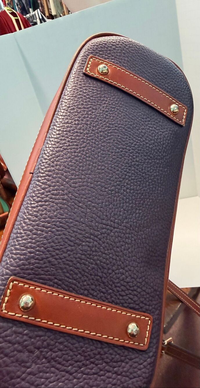 Dooney & Bourke Pebble Grain Zip Satchel Deep Plum Leather Shoulder Bag - Picture 6 of 11